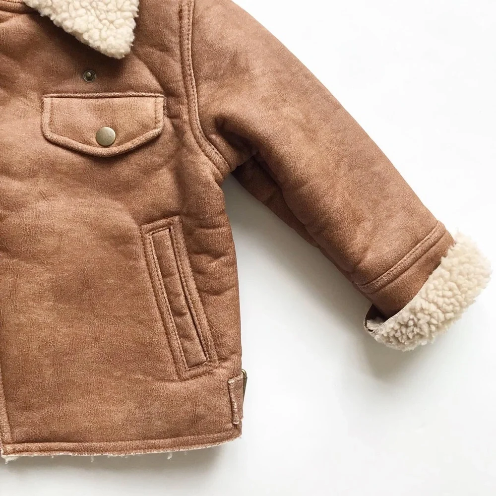 BABygap brown shearling motto style jacket EUC 2T